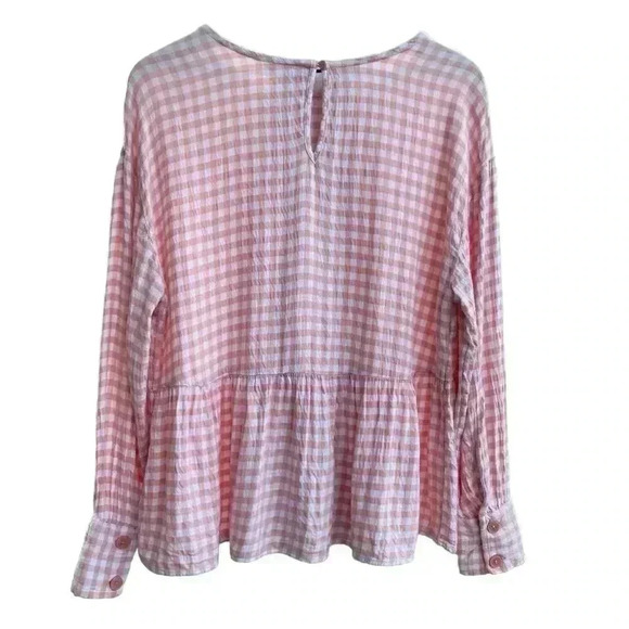 Pink and White Gingham Peplum Blouse - Picture 5 of 5